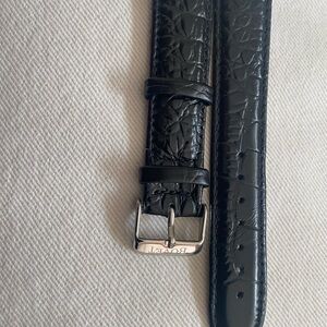Black Textured Leather Belt